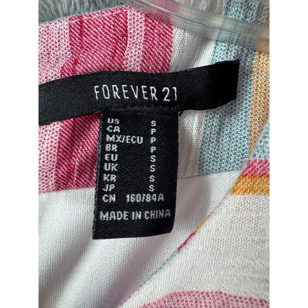 Forever 21 Womans Babydoll Dress Multicolor Striped Short Sleeve Size S - Picture 3 of 10